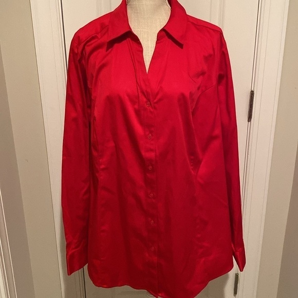 Lane Bryant size 28 women’s blouse stretchy new with tags red - Picture 2 of 8
